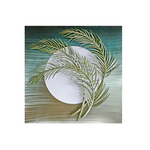 wall sculpture art: Copper Art Moonlight Palms Lit Metal Wall Sculpture