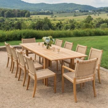 luxury outdoor dining table: Kingsley Bate Hudson 11 Piece Dining Ensemble